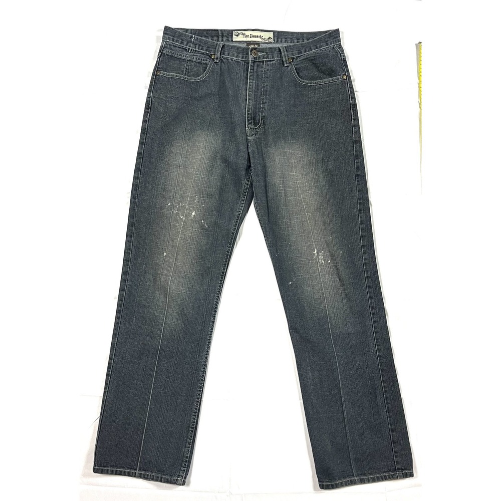 Five Elementz Jeans Men's 36x34 Gray Black Wash Straight Leg 100% Cotton Denim